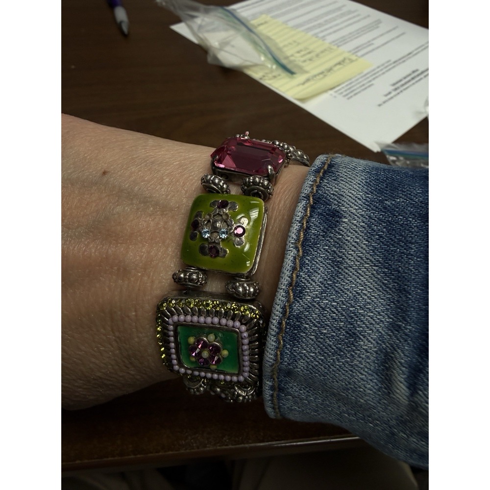 Vintage Les Gens‎ du Sud Statement Bracelet Boho Chunky Glass - Picture 6 of 7